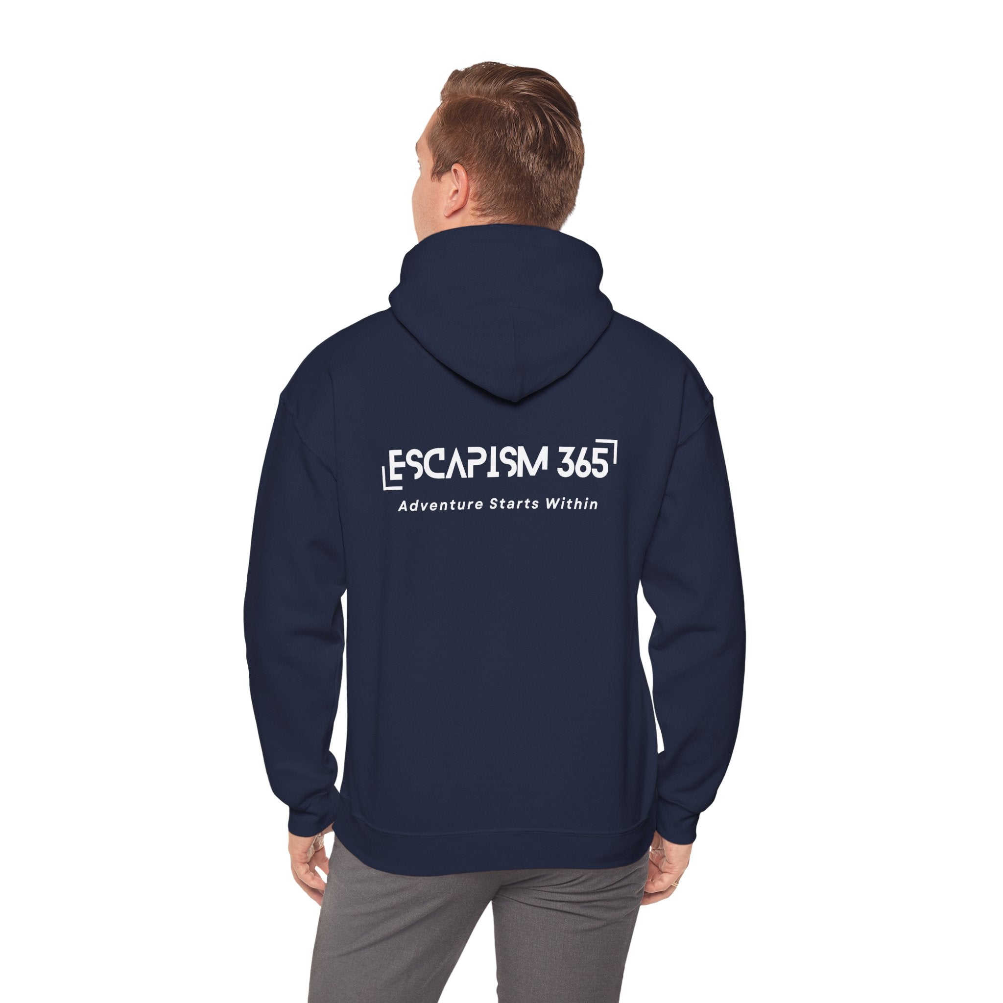 Escapism365 Hoodie – Adventure Starts Within (Navy)